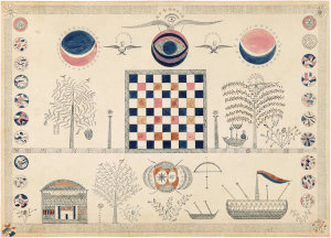 Sarah Bates - Untitled (Shaker Inspirational Drawing), c. 1840-1860