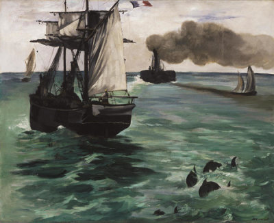 Edouard Manet - The Steamboat, Seascape with Porpoises, 1868