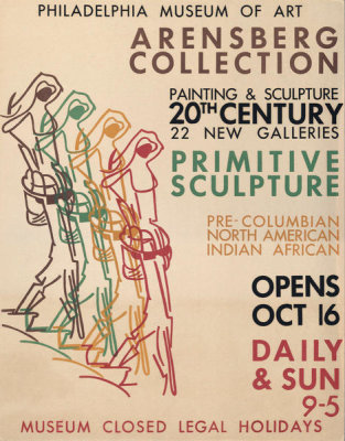PMA exhibition poster - Opening of the Louise and Walter Arensberg Collection, in twenty-two new galleries, 1954