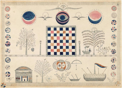 Sarah Bates - Untitled (Shaker Inspirational Drawing), c. 1840-1860