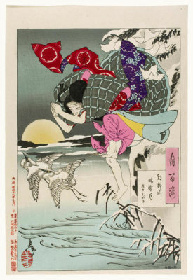 Tsukioka Yoshitoshi - Moon of Pure Snow at Asano River: Chikako, The Filial Daughter, 1885