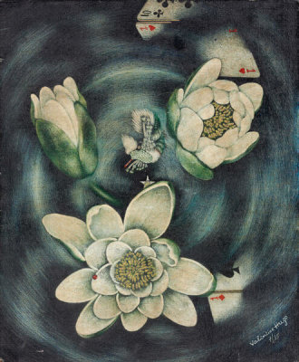 Valentine Hugo - Dream Painting (Playing Cards and Lotus Blossoms), 1935